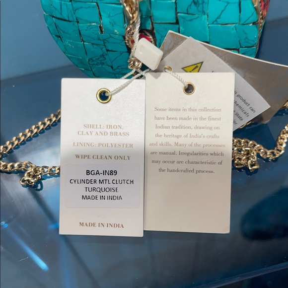 Antik Kraft Mosaic Turquoise Accented Clutch Shoulder Crossbody Chain Strap Bag - Picture 7 of 9